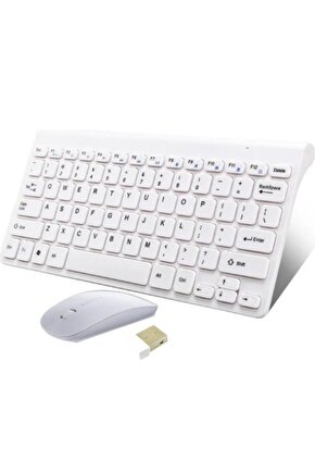 Samsung Galaxy Tab A7 Sm-t500 10.4 Uyumlu Kablosuz Taşınabilir Q Klavye Ve Mouse Set Beyaz