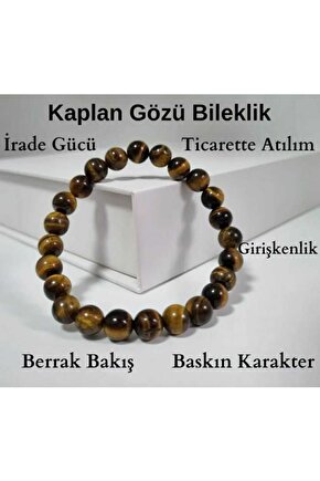 Sertifikalı Kaplan Gözü Doğaltaş Bileklik 8 mm