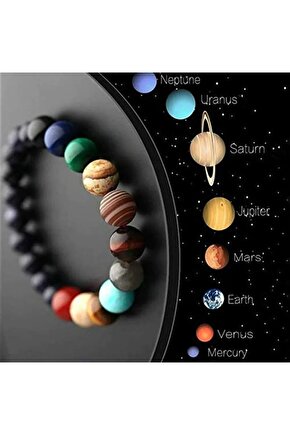 8 Gezegen Erkekler ve Kadınlar için Doğal Taş Evren Yoga Güneş Çakra Bileklik Hediye