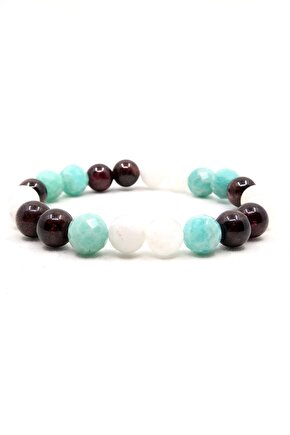 Doğal Taşlı Burç Bilekliği Başak Burcu (ay Taşı-amazonit Taşı-garnet Taşı