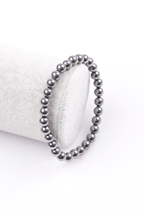 Terahertz Doğal Taş Bileklik 6 Mm Küre Kesim