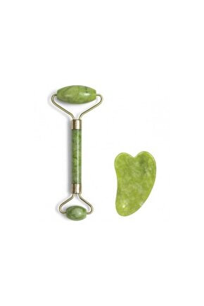 Gua Sha Yeşim Taşı Yeşim Face Roller Yüz Bakım Masaj Seti