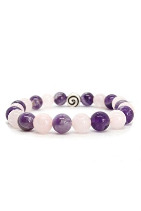 8mm Ametistpembe Kuvars Karışımı Bileklik