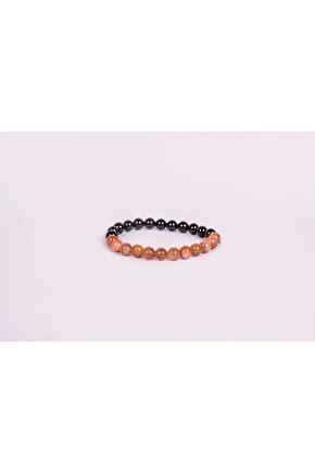 Güneş Taşı & Turmalin Doğal Taş Bileklik 8mm