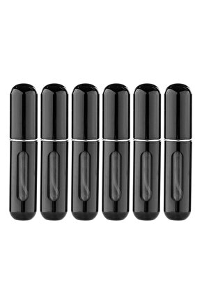 Cep Parfüm Şişesi 8 Ml Doldurulabilir Atomizer - 6 Adet Siyah Cepprf3m