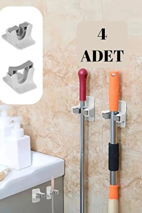 4 Adet Paspas Süpürge Fırça Ve Mop Tutucu Pratik Mutfak Mop Tutucu