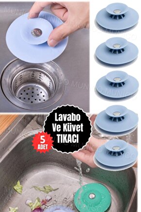 5 Adet Küvet İçin Süzgeçli Banyo Gider Tıpası, Su Durdurucu Aparat Banyo Süzgeci – Silikon Küvet