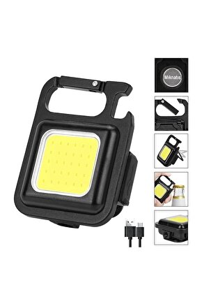 ŞARJLI 3 MODLU 800 LÜMEN 6 WATT TİRBUŞONLU MIKNATISLI ANAHTARLIKLI MİNİ BOY KAMP LAMBASI