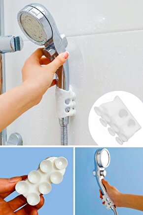 7 Vantuzlu Su Geçirmeyen Dayanıklı Banyo Duş Başlığı Askı Tutucu Silikon Güçlü Vantuz Vakum Aparatı