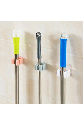 Hombak Paspas Süpürge Fırça Ve Mop Askısı Sap Tutucu Mutfak Banyo Askı