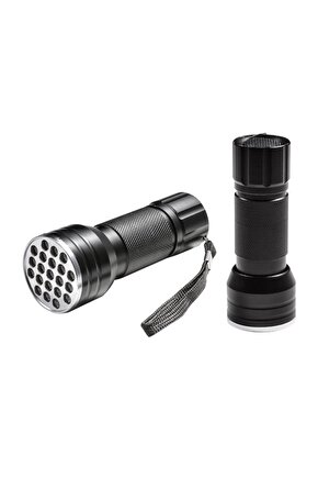 UV IŞINLI 21 LEDLİ 10 CM METAL KASA PİLLİ EL FENERİ AXE5-H1