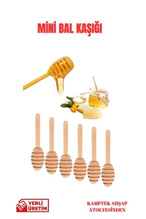 Ahşap El Yapımı Doğal Mini Bal Kaşığı Seti 6lı 5cm Ahşap Daldız