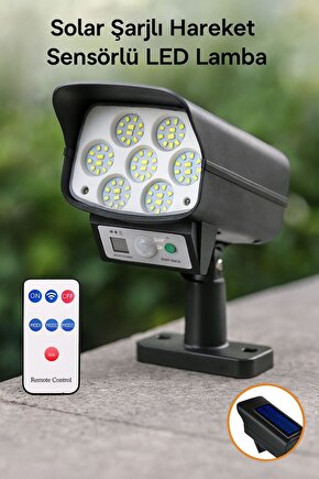 Kamera Görünümlü 63 LED’li Solar Şarjlı Dış Mekan Lamba – Güneş Enerjili Güvenlik Işığı