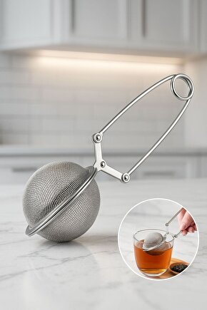 Paslanmaz Çelik Saplı Top Çay Süzgeci