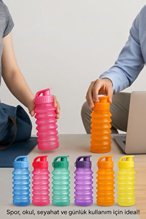 750 ml Renkli Kapaklı Plastik Sporcu Su Matarası – Taşınabilir Şeffaf Matara-sarı