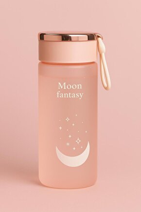 Moon Fantasy Pembe Matara – 500 ml Çevirmeli Kapaklı Taşınabilir Su Şişesi