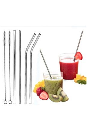 4 Adet Metal Pipet 2 Adet Eğimli 2 Adet Düz ve  2 Adet Temizleme Fırçası