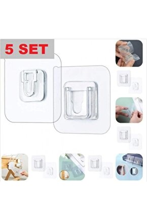 Geçmeli Klips Eşya Sabitleme Askısı 5 SET(ŞEFFAF)