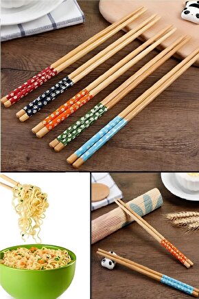 BAMBU KORE ÇİN YEMEK ÇUBUĞU CHOPSTİCK DESENLİ 5 Lİ