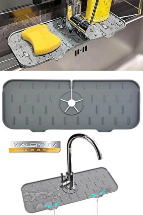 2 Adet Silikon Mutfak Ve Banyo Için Koruyucu Musluk Ve Lavabo Matı Musluk Tezgah Üstü Mat Su Tutucu