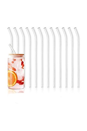 12li  9 mm 20 Cm Boyunda Şeffaf Borosilikat Cam Pipet Seti Meşrubat Pipeti