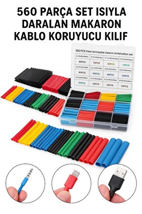 560 Parça Set Isıyla Daralan Makaron Kablo Koruyucu Kılıf