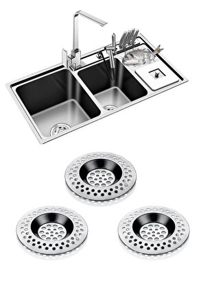 3li Metal Mutfak Lavabo Süzgeci Paslanmaz 3 Adet Evye 7 CM
