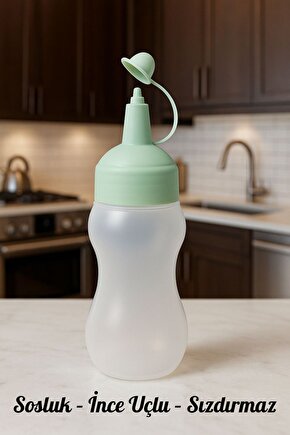 YEŞİL Kapaklı 450 ml Sıkmalı Sosluk Yağdanlık Şişe (Ketçap - Mayonez - Sirke - Soslar İçin)