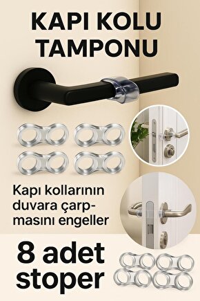 8li Kapı Kolu Koruyucu Şeffaf Stoper 8 Adet