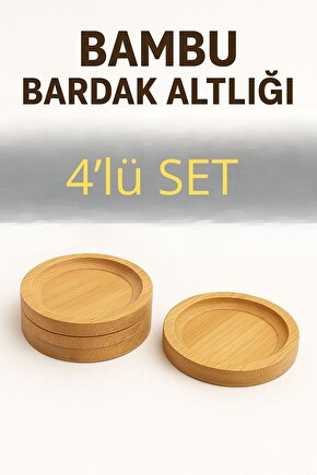 4’lü Doğal Bambu Bardak Altlığı Seti