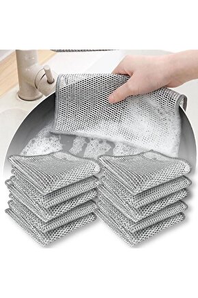 Main Shop 5 Adet Tel Bulaşık Bezi Çizmez Bulaşık Teli Çelik Bez 20x20 Cm Çift Katmanlı M-602