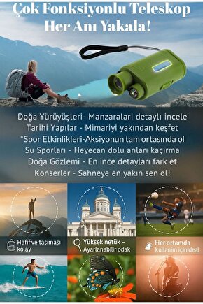 Çok Fonksiyonlu Taşınabilir Teleskop – Ayarlanabilir Odaklı Mini Dürbün