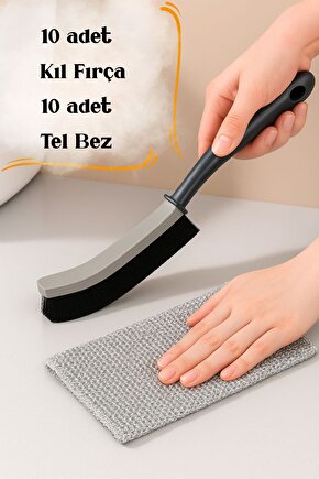 10’lu Kıl Fırça + 10’lu Tel Temizlik Bezi Seti – Profesyonel Temizlik Seti