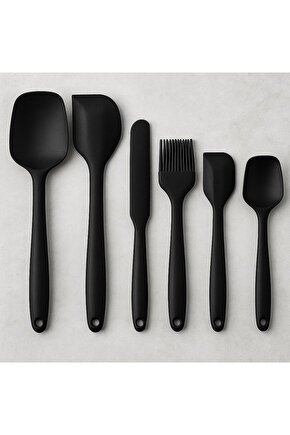 6lı Takım Yanmaz Yapışmaz Mutfak Pasta Slikon Yumurta Fırçası Kaşık Bıçak Spatula Seti Koza Gift