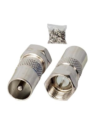 F KONNEKTÖR ERKEK 60 OHM DİŞİ ÇEVİRİCİ METAL KONNEKTÖR