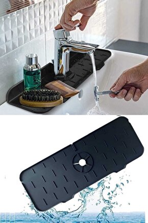 Gri Su Tutucu Musluk Matı Mutfak Ve Banyo Için Koruyucu Mat
