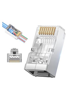 Pm-25748 Cat6 Metal Ez Plug Yeni Nesil 8p8c Açık Uçlu Soket (100LÜK PAKET)