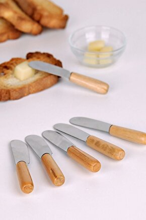 6 Parça Bambu Saplı Tereyağı Sarelle Kaymak Bıçağı