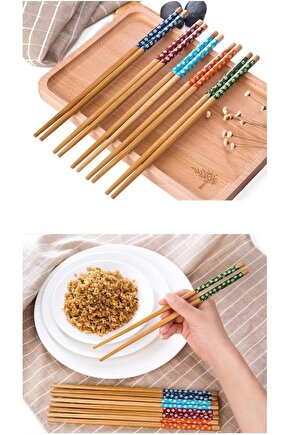 Erhnshp 5 Çift Bambu Chopstick, Desenli Sushi, Çin Yemeği Yeme Çubuğu Chopstick rnbuyshop 99534