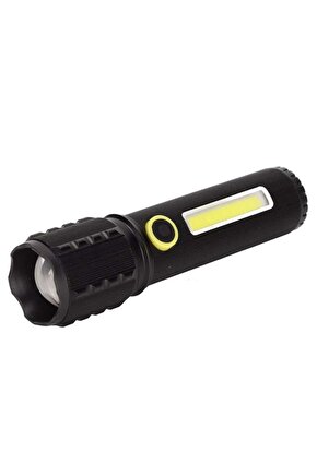 Jf-72 Power Led, Cob Led Zoomlu Flash Özellikli Şarjlı Metal Kasa Profesyonel El Feneri