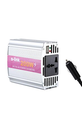 S-LINK SL-200W 200W DC12V-AC230V ÇAKMAKTAN POWER INVERTER (4390)