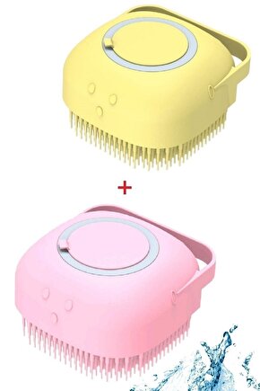 ® 2 Adet Silikon Banyo Duş Jeli Kesesi Hazneli Şampuan Peeling Vücut Masaj Fırçası