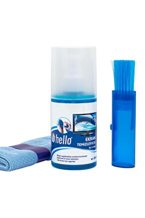 HELLO HL-14408 SPREY + FİBER BEZ + FIRÇA 200ML LCD EKRAN TEMİZLEME SETİ (4887)