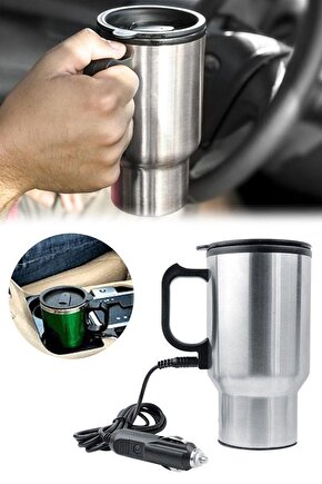 Premium Araç İçi Su Isıtıcı Çelik Oto Kettle - Lüks Serisi Termos Kupa Bardak 12v 500ml