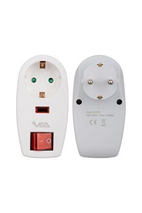 16 AMPER - 3500 WATT LED GÖSTERGELİ ANAHTARLI TEKLİ AKIM KORUMALI PRİZ