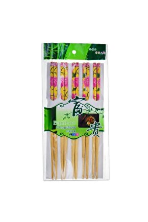 Dmr-2241 Bamboo Chopstick 5 Li Desenli Yıkanabilir Çubuk Suşi Ramen Noodle Yeme Çubuğu