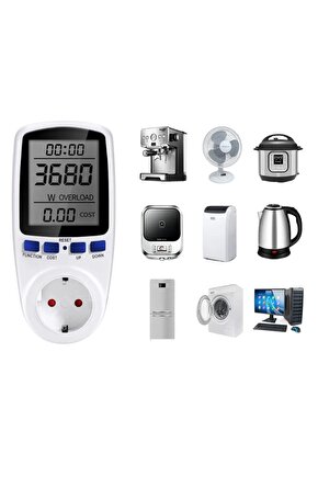 Wattmetre Dijital Ekranlı Elektrik Ölçüm Cihazı Enerji Tüketimi Maliyet Hesaplama