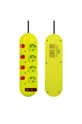 M3lfs- Vea Ve-e40usb 4lü 2 Usbli 1.5 Metre Ayri Anahtarli Grup Priz