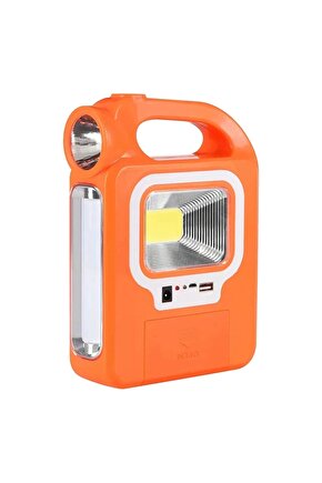Hb-6399a Cob Ledli Solarlı 3 Kademeli Usb Çıkışlı Şarjlı Işıldak Fener (2 PARÇA AMPULÜ UNUTMA) (4887