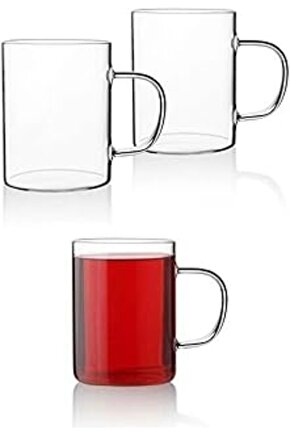 3 Adet Borosilikat ısıya Dayanıklı Termisil Cam Kupa Bardak Çay Kahve Bardağı